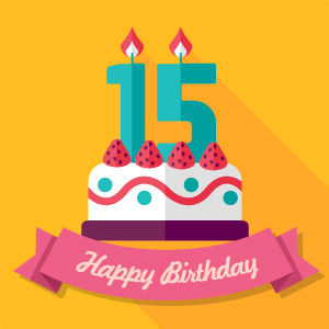 15th year birthday cake